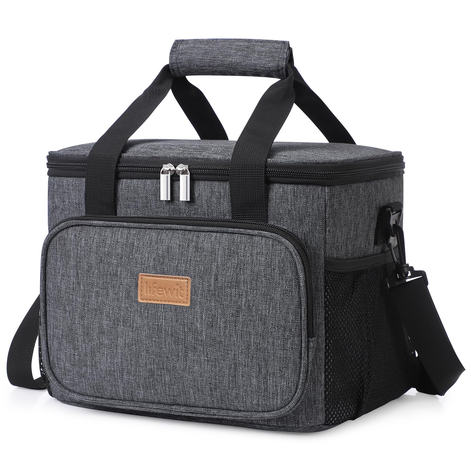 Lifewit large lunch bag open-top shows roomy main compartment for easy meal packing.
