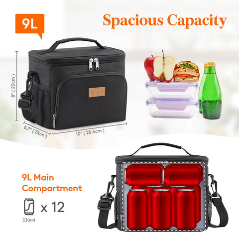 Lifewit lunch bag side pockets provide extra storage for utensils and snacks