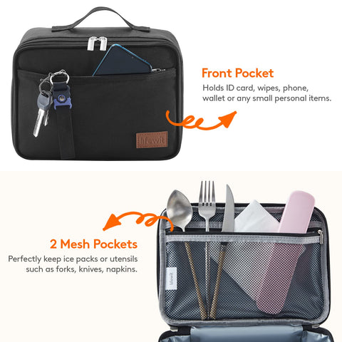 Lifewit lunch box with dual zippers and soft handle for smooth carrying