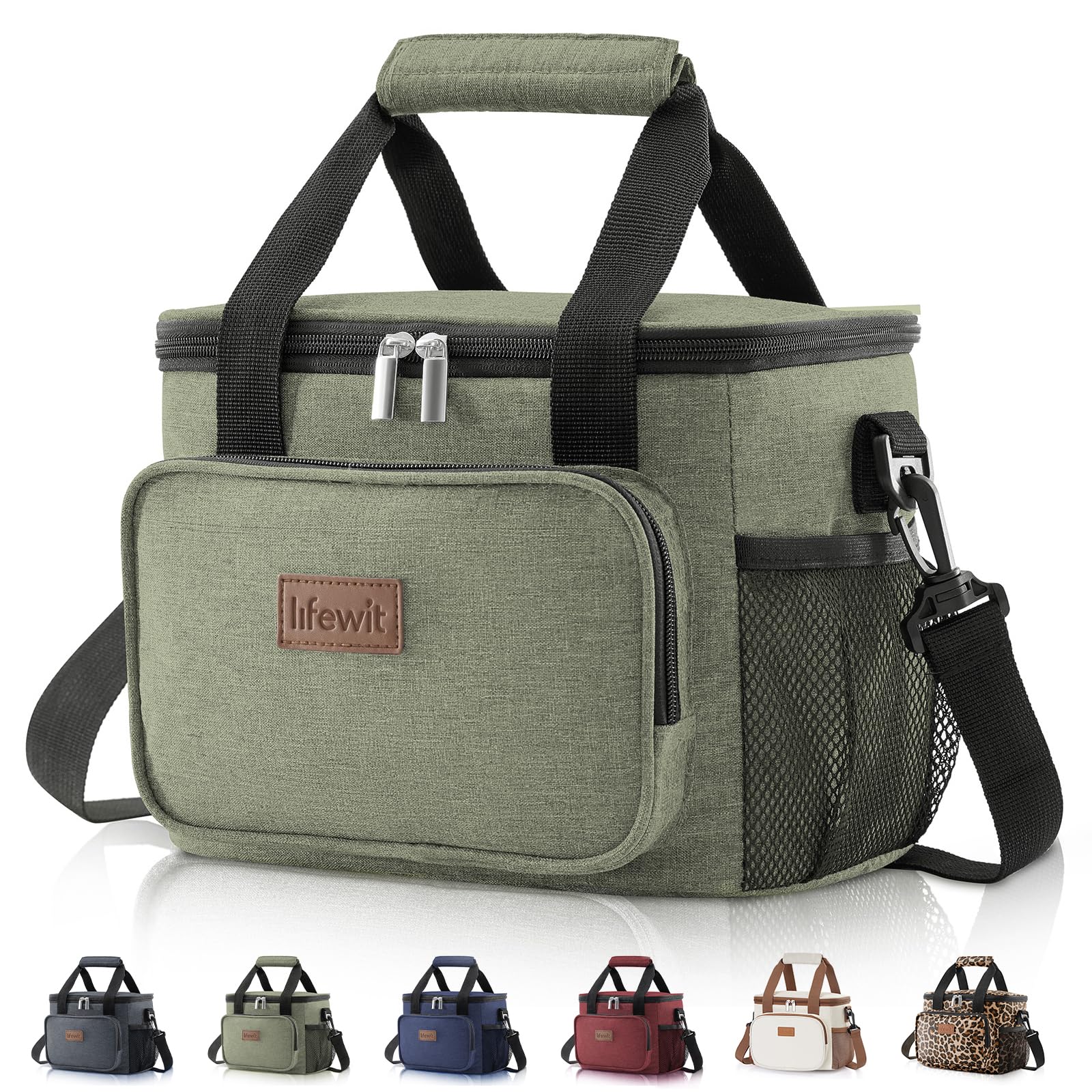 Lifewit insulated lunch bag top view with wide opening for easy packing