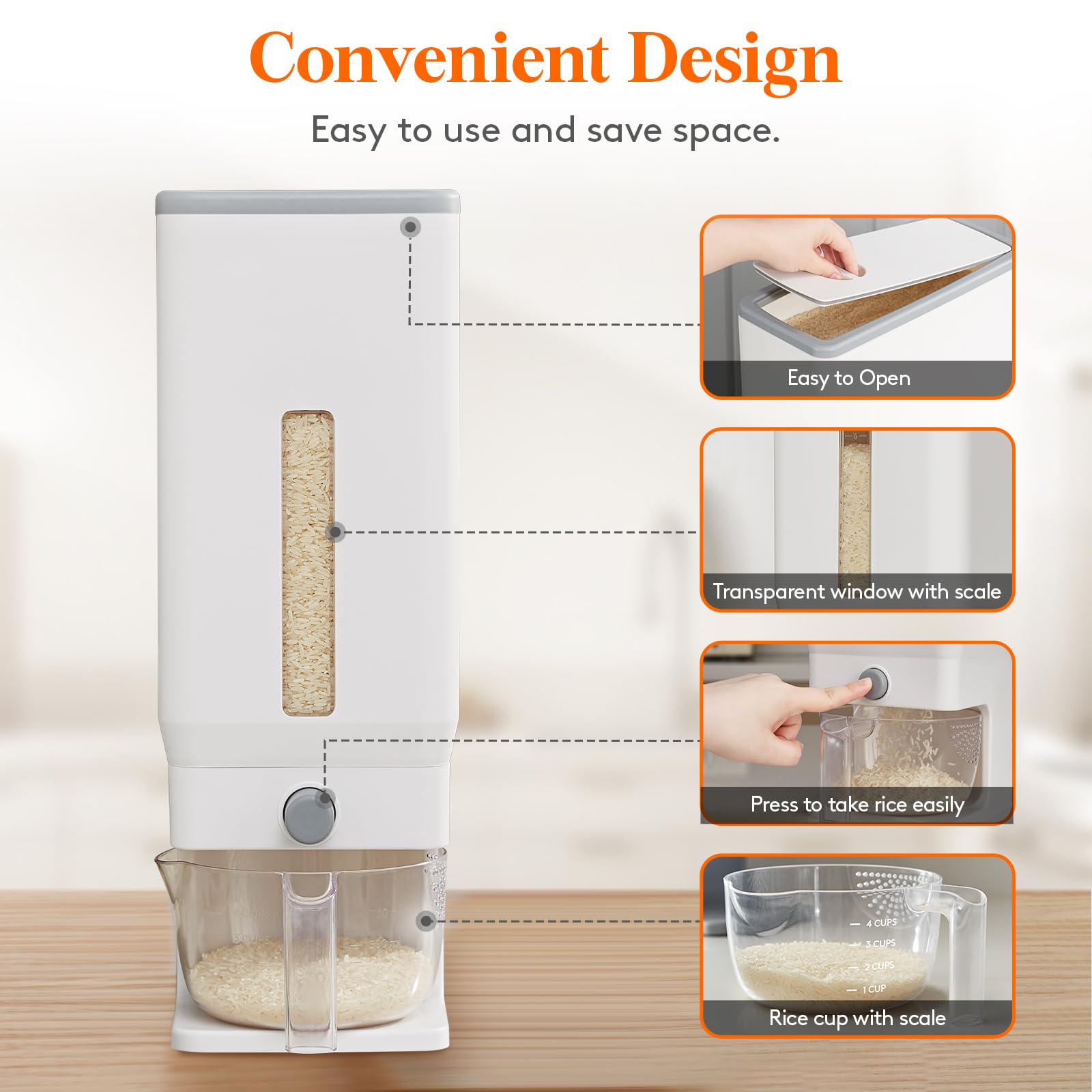 Lifewit measuring cup provides clear visibility for accurate rice portions