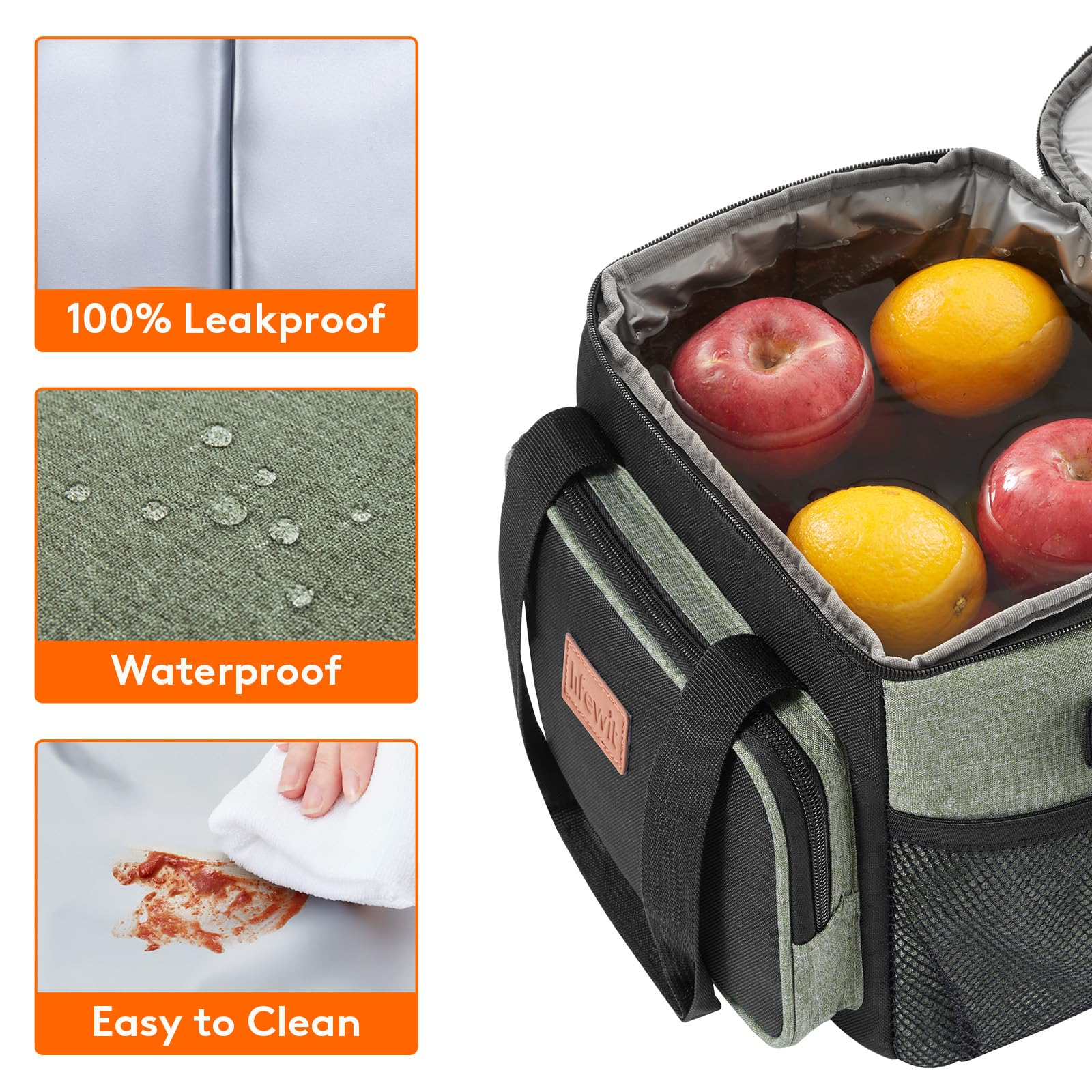 Lifewit 9L capacity interior fits lunch and drinks.