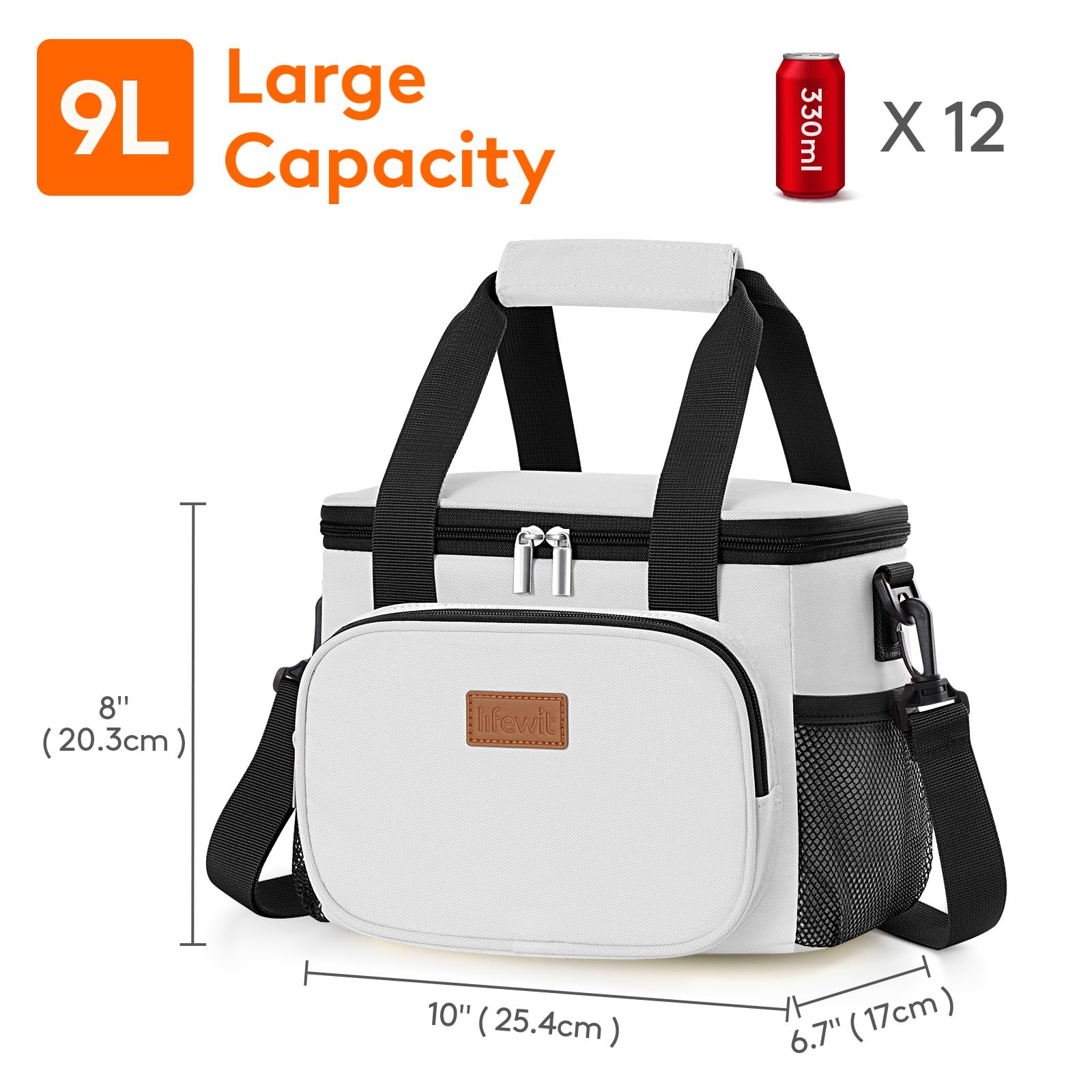 Lifewit 9L capacity fits 12 cans and meals for on-the-go.
