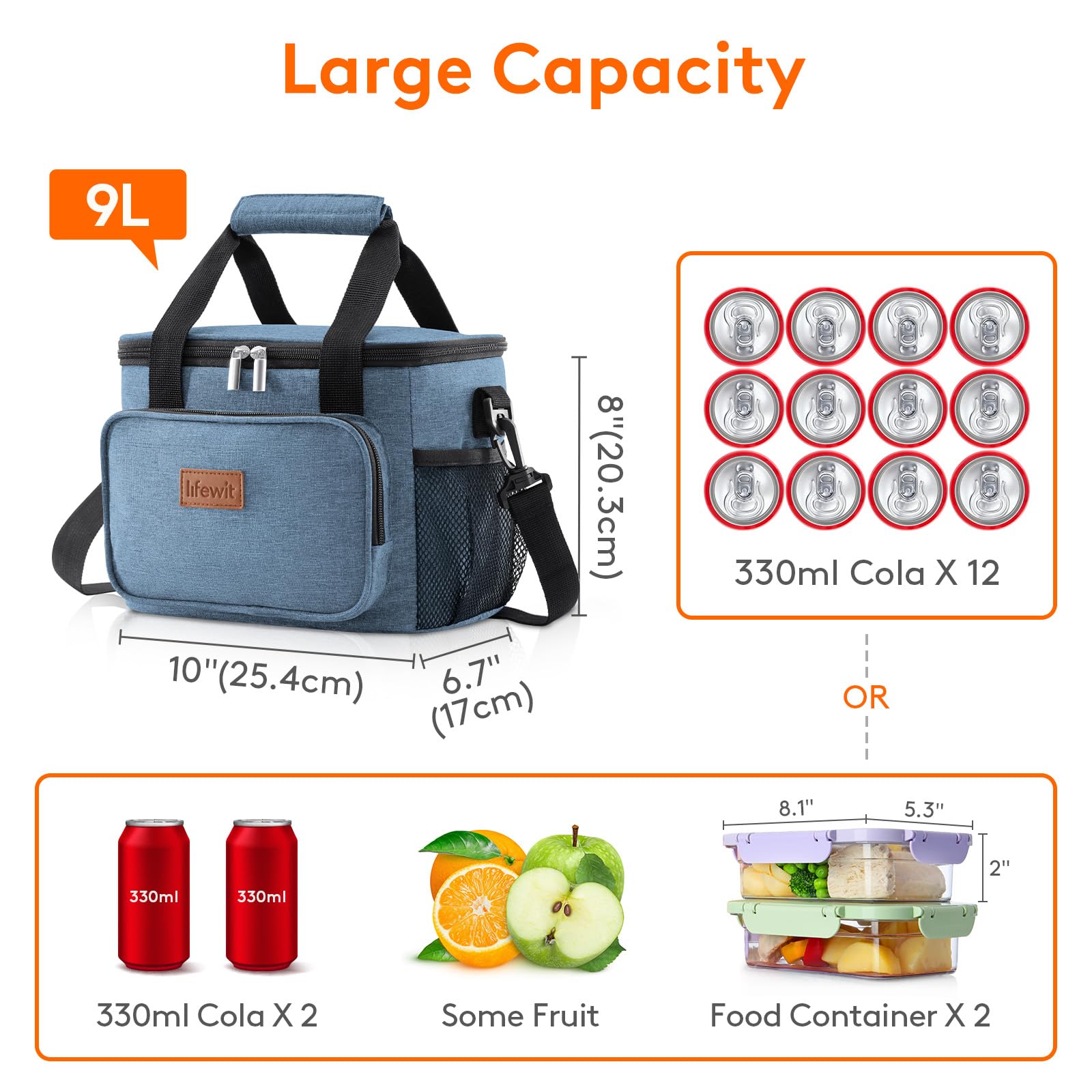 Lifewit lunch bag with shoulder strap for easy carrying during commutes