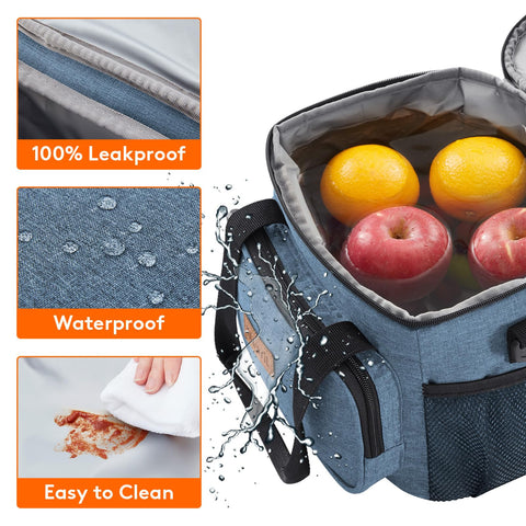 Lifewit lunch bag side zipper pocket stores small items securely