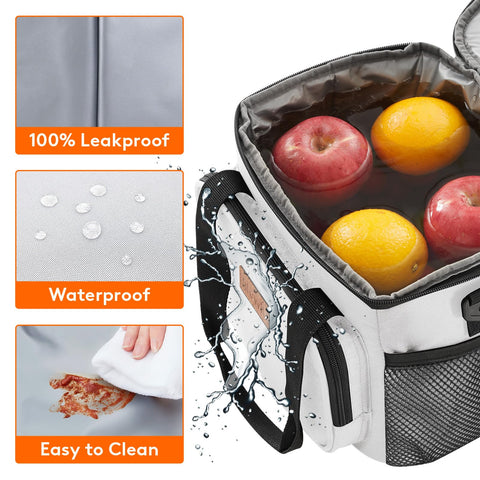 Lifewit lunch bag two-way zipper enables easy vertical loading.