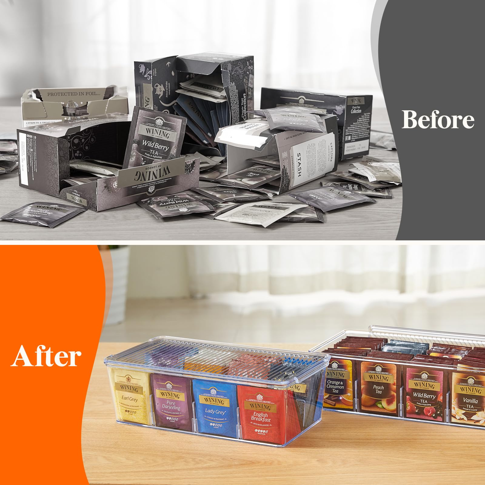 Lifewit multi-use storage box fits tea, coffee pods and packets efficiently