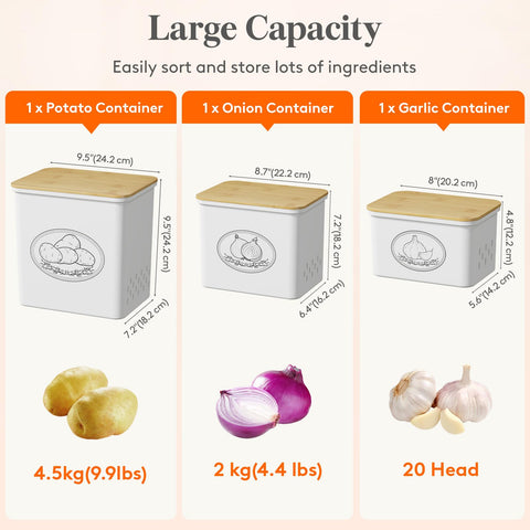 Lifewit onion storage bin, 2 kg capacity, ideal for fresh pantry sorting.