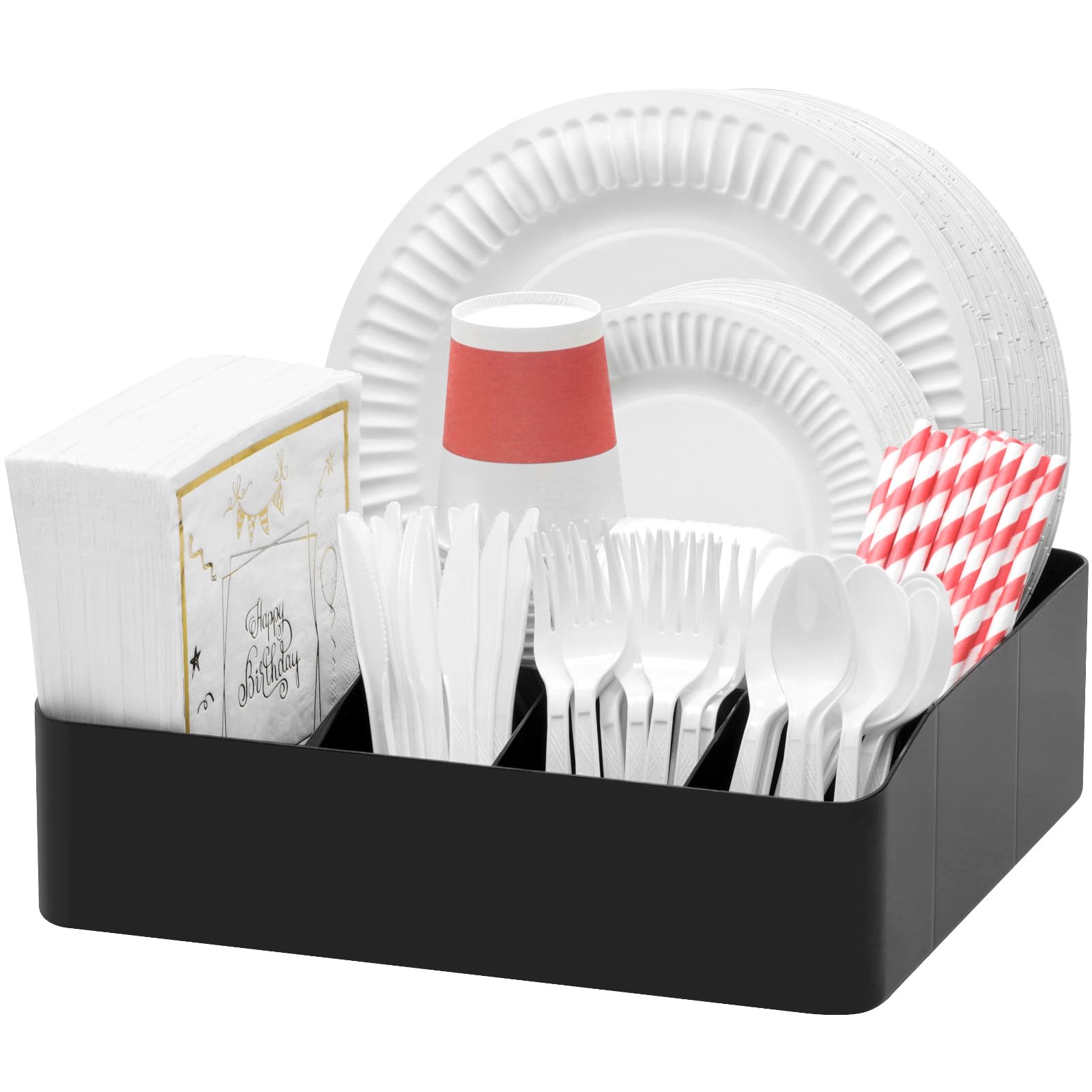 Lifewit paper plate organizer shown from the front on a counter.
