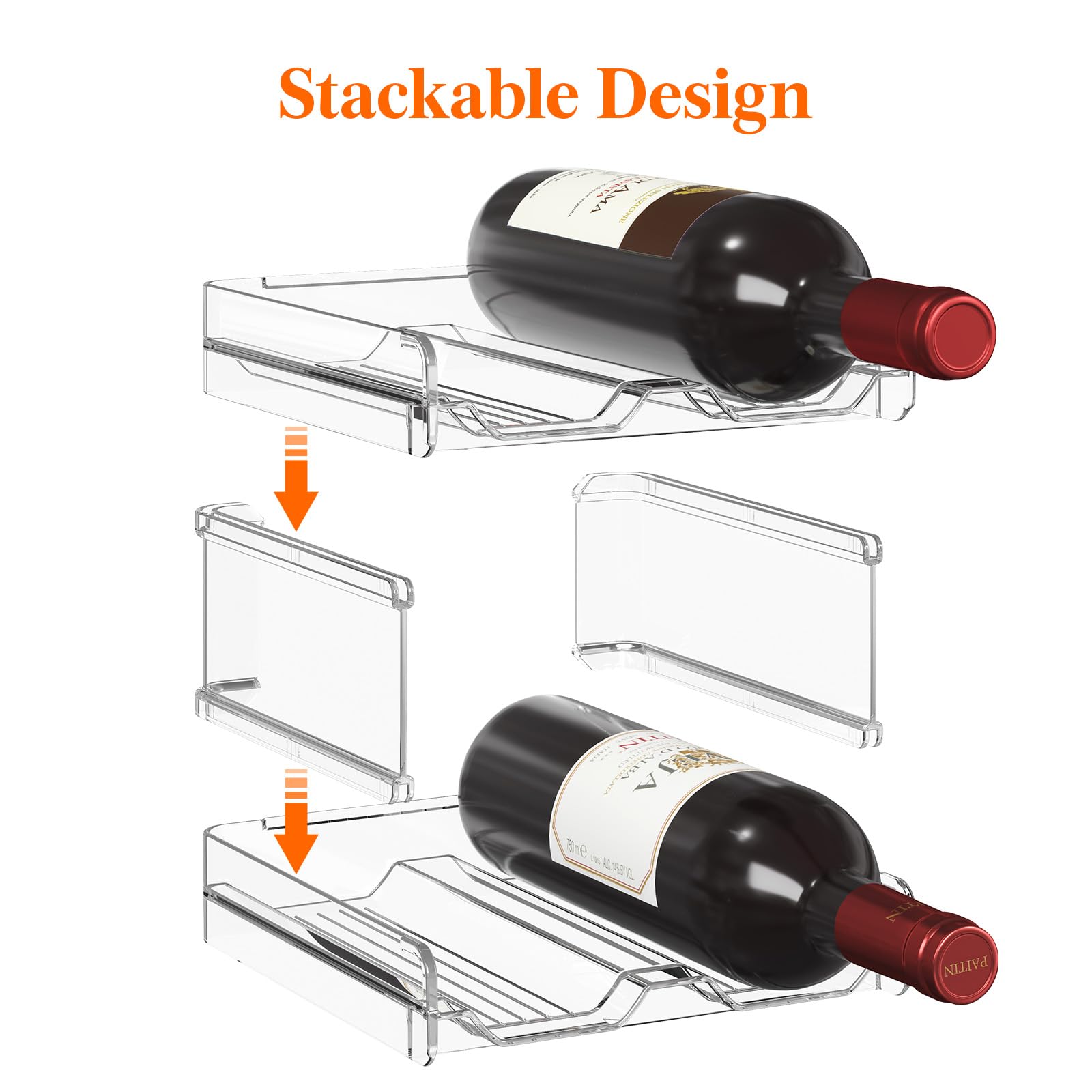 Lifewit stackable wine rack in pantry cabinet for compact beverage storage