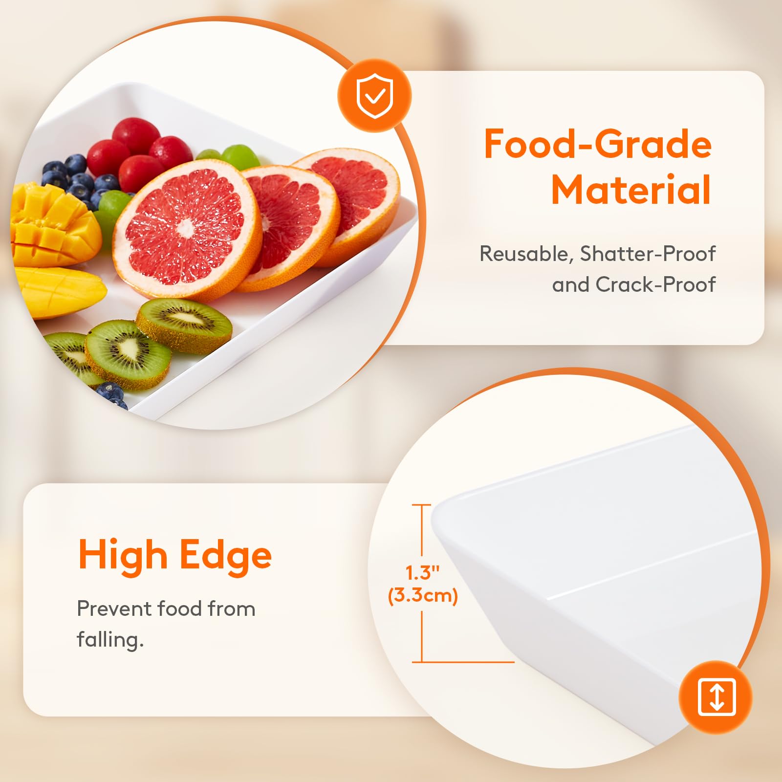 Lifewit raised-edge tray preventing spills during serving and sharing.