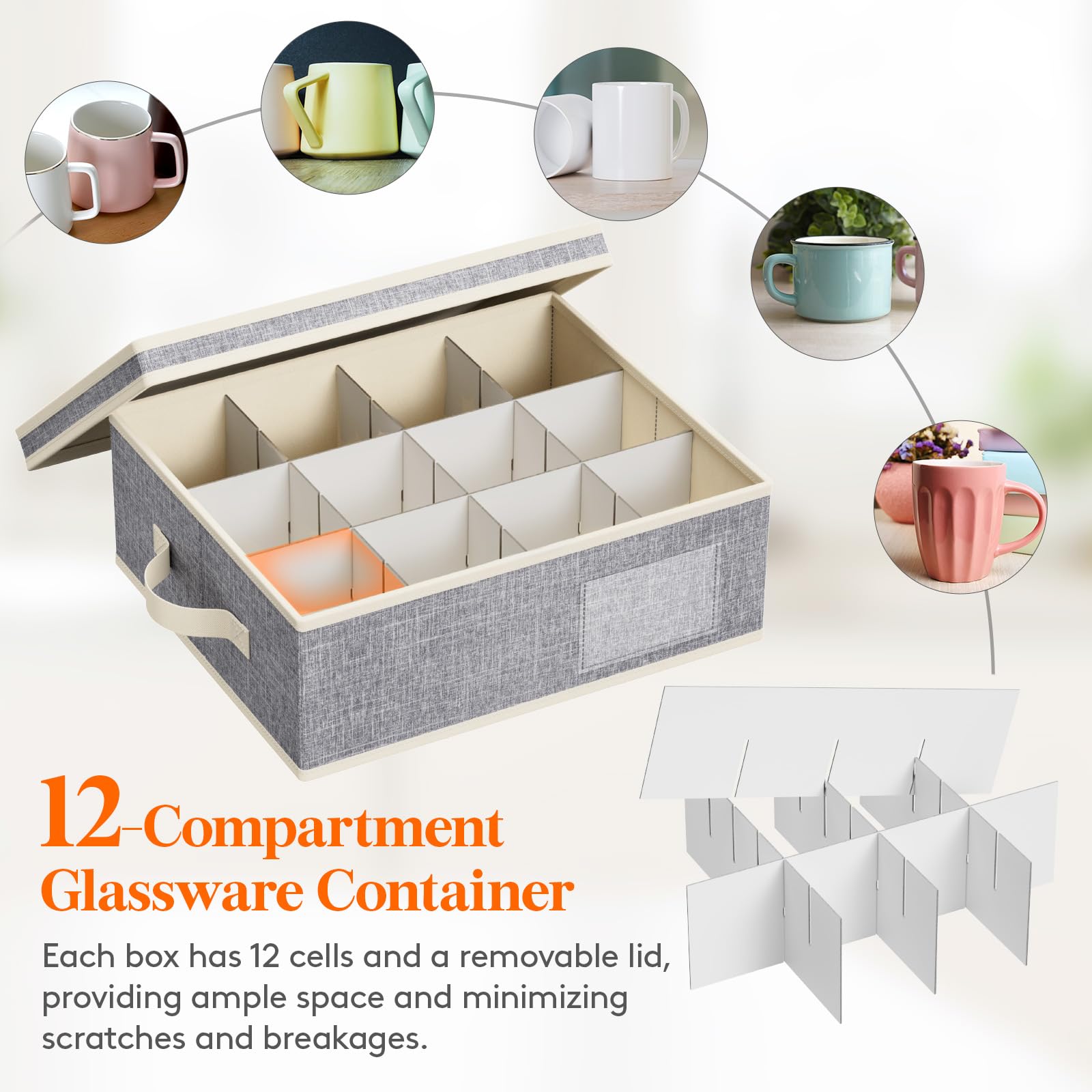 Lifewit mug storage with removable lid enables easy packing and transport.