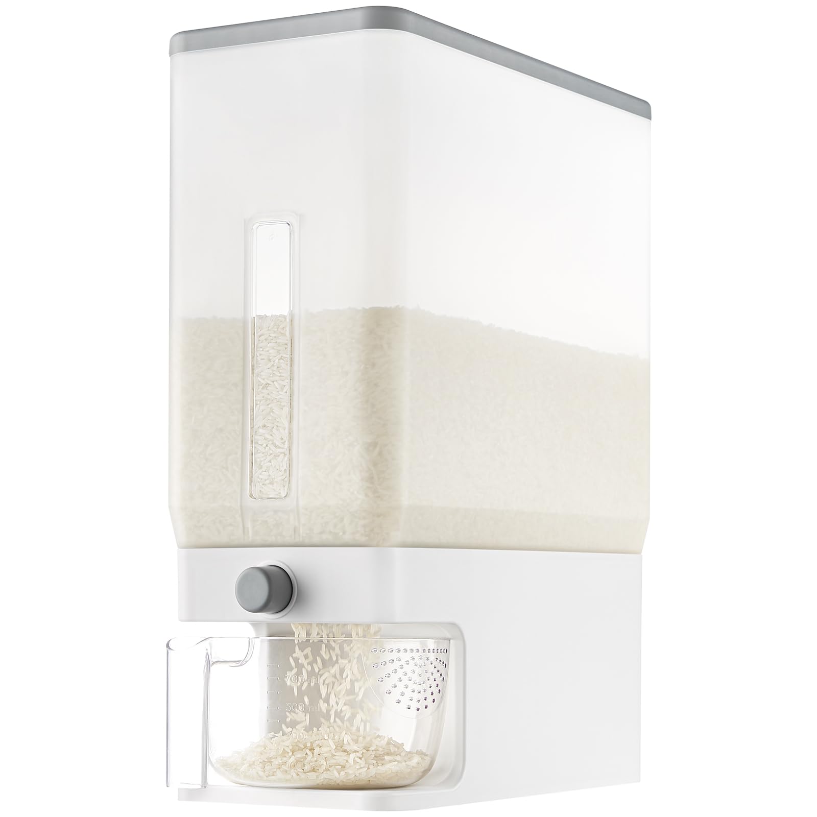 Lifewit rice dispenser with 25lbs capacity keeps pantry organized and rice fresh.