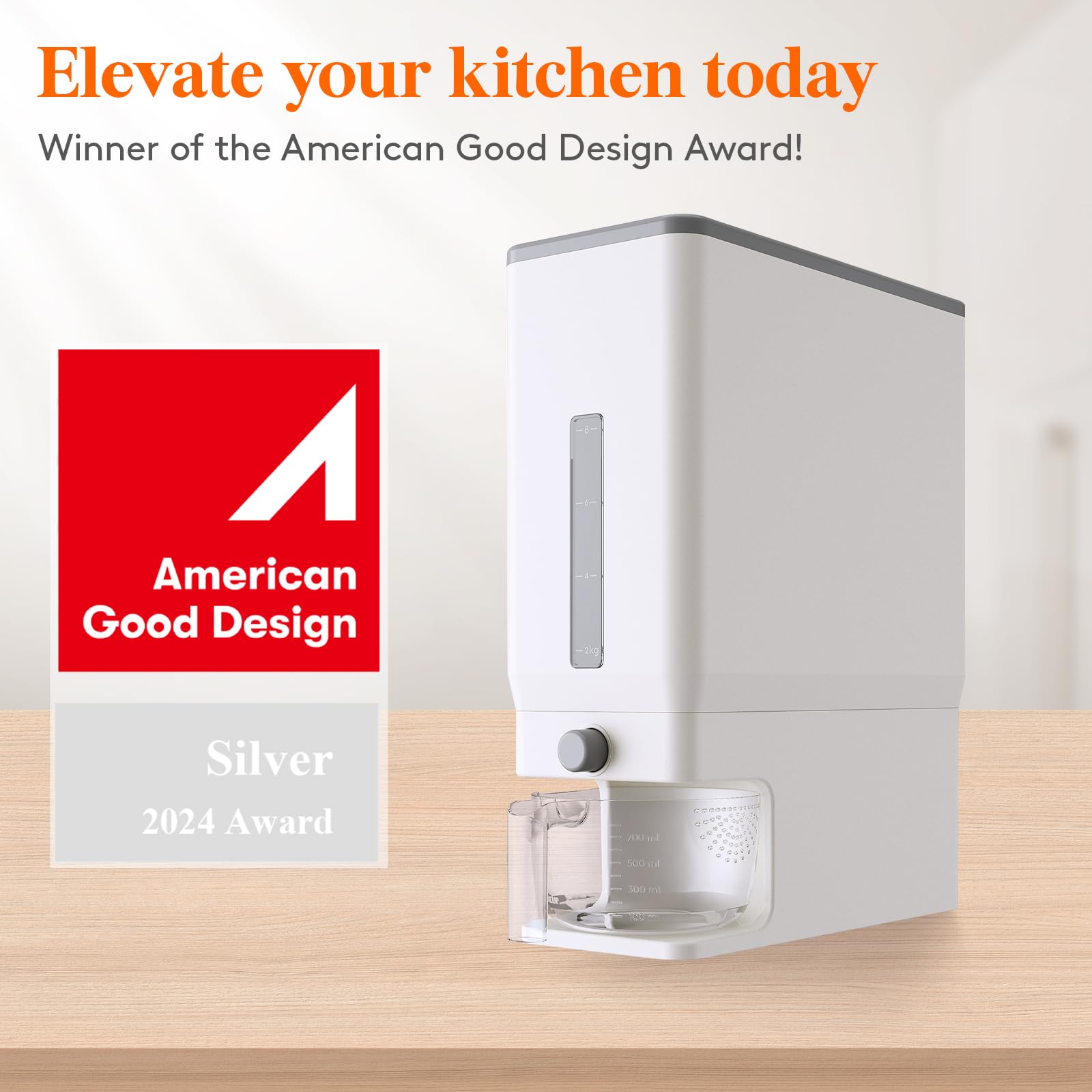 Lifewit rice dispenser shows airtight seal to preserve freshness and minimize odor