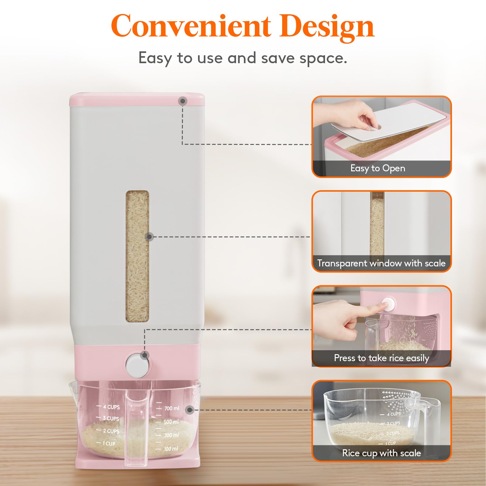 Lifewit dispensing button provides convenient one-handed operation.