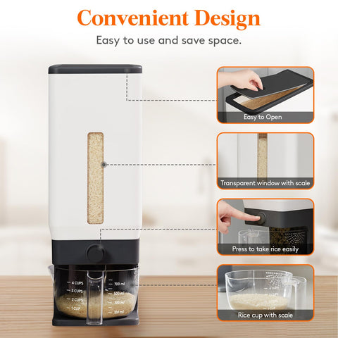 Lifewit dispenser button for easy rice release and control