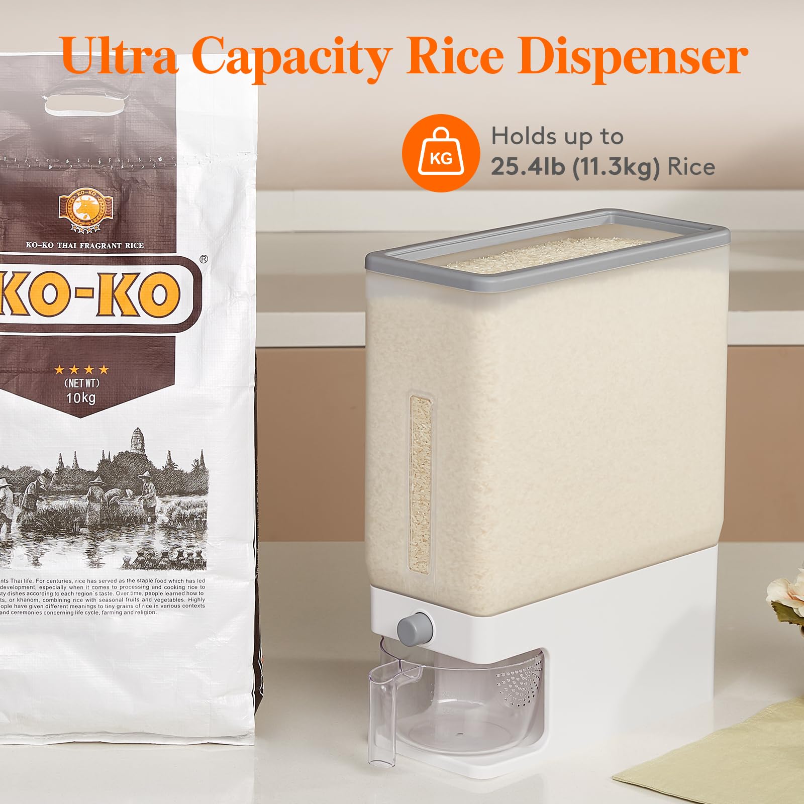 Lifewit rice dispenser stores other grains like beans or soybeans.
