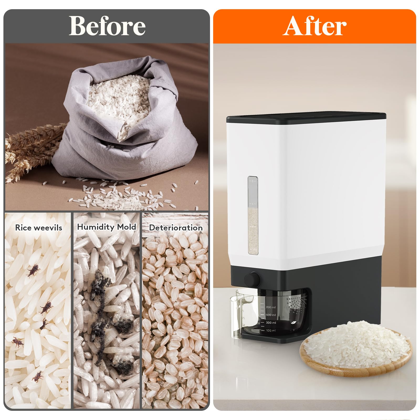 Lifewit sees-through scales on dispenser help monitor remaining rice