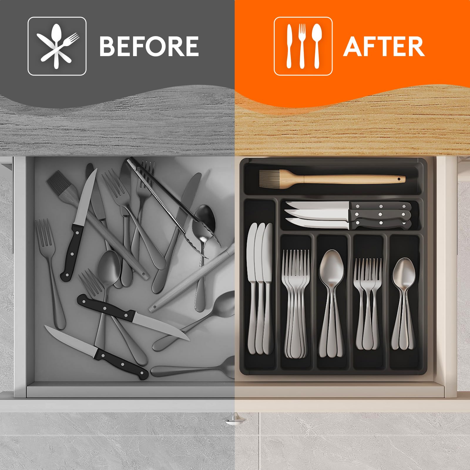 Lifewit robust construction ensures long lasting plastic cutlery storage