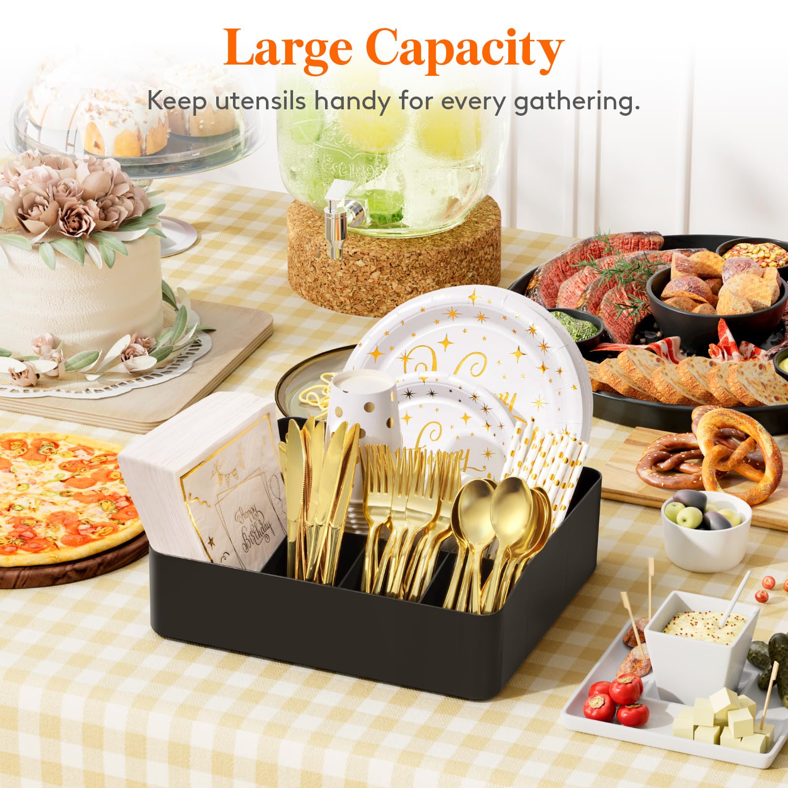 Lifewit silverware caddy with an open-top for easy access.