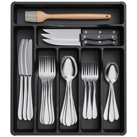 Lifewit silverware drawer organizer with seven compartments for easy access