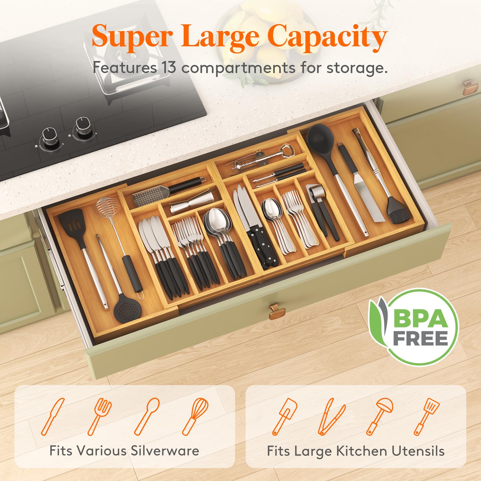 Lifewit bamboo surface adds natural warmth to kitchen decor