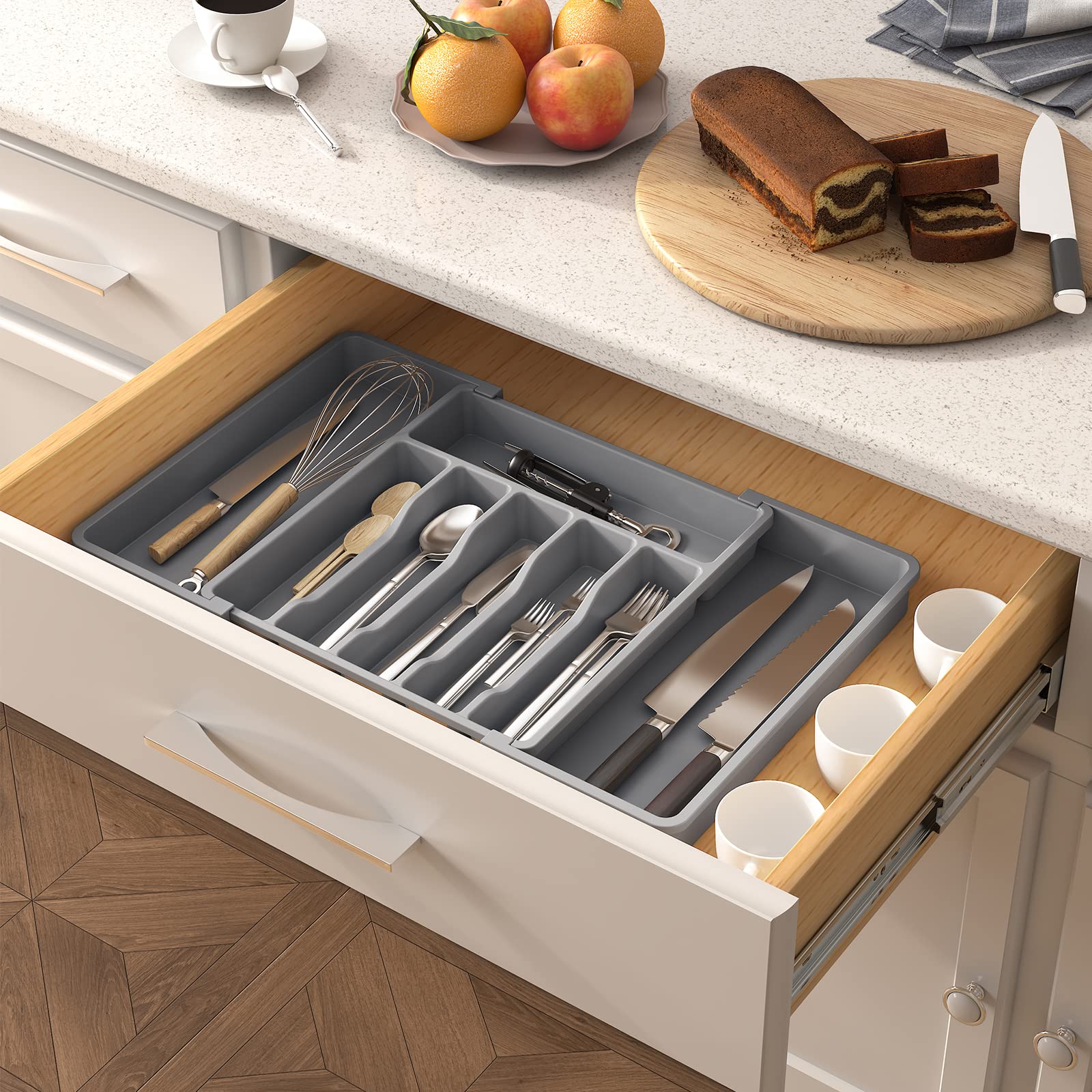 Lifewit buckle adjustment keeps partitions stable for a tidy kitchen drawer.