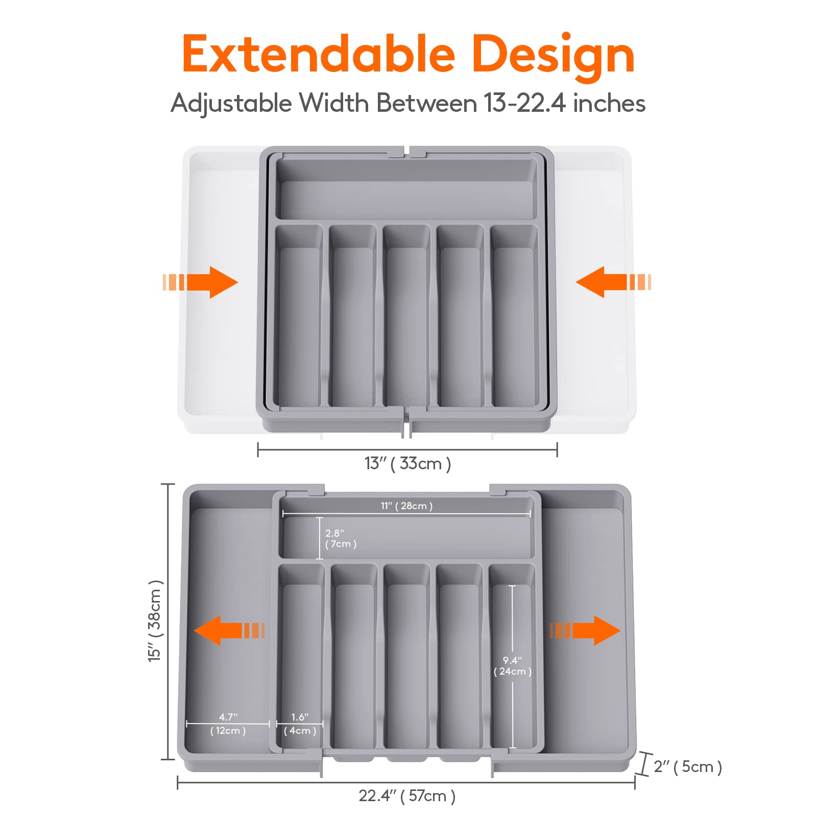 Lifewit organizer compartments separate utensils for tidy access.