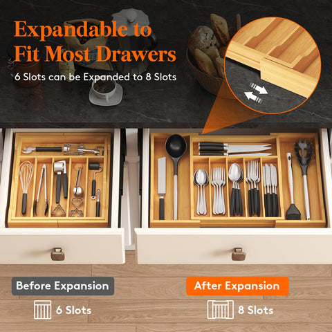 Fully expanded Lifewit drawer organizer dimensions help plan space