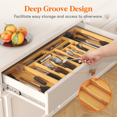 Lifewit bamboo drawer tray cleans easily with warm water