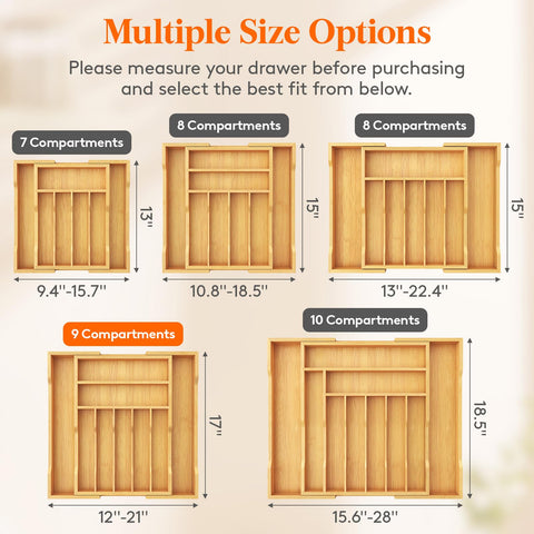 Lifewit organizer with expandable sides demonstrates flexible fitting for different drawer sizes.