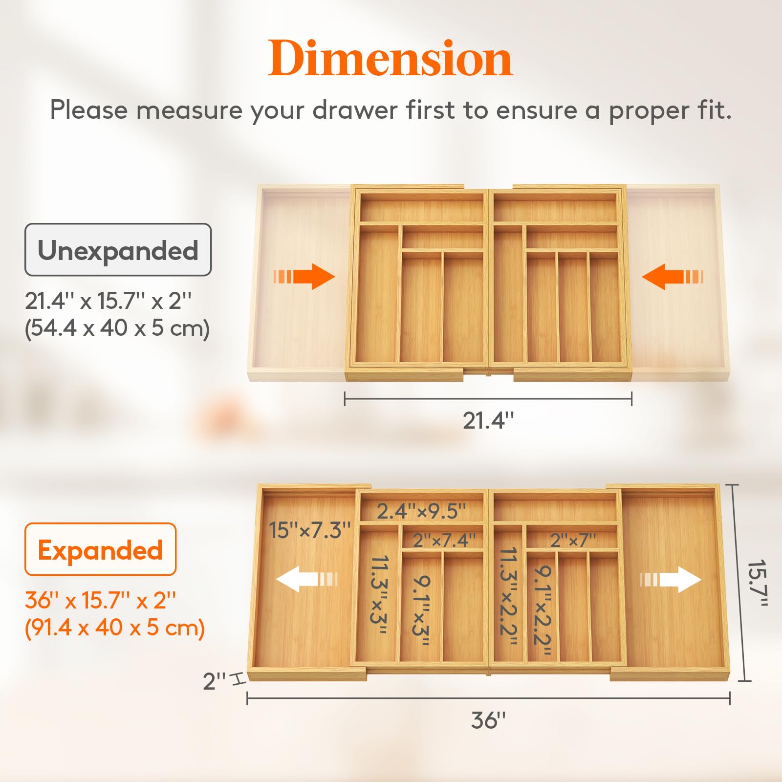 Lifewit silverware drawer organizer folded view shows compact setup