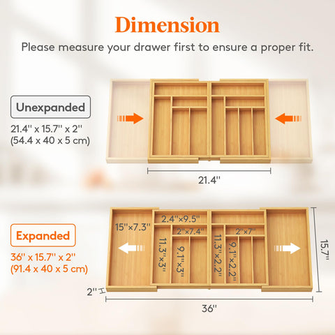 Lifewit silverware drawer organizer folded view shows compact setup