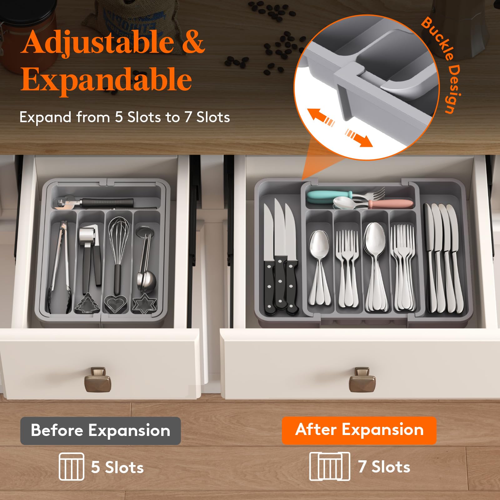 Lifewit silverware drawer organizer folded compact for tight spaces