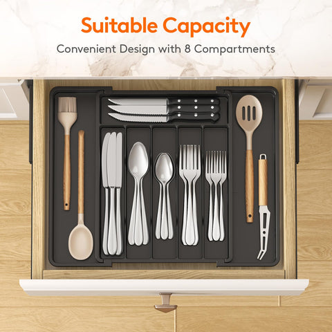 Lifewit silverware drawer organizer folded for compact drawers