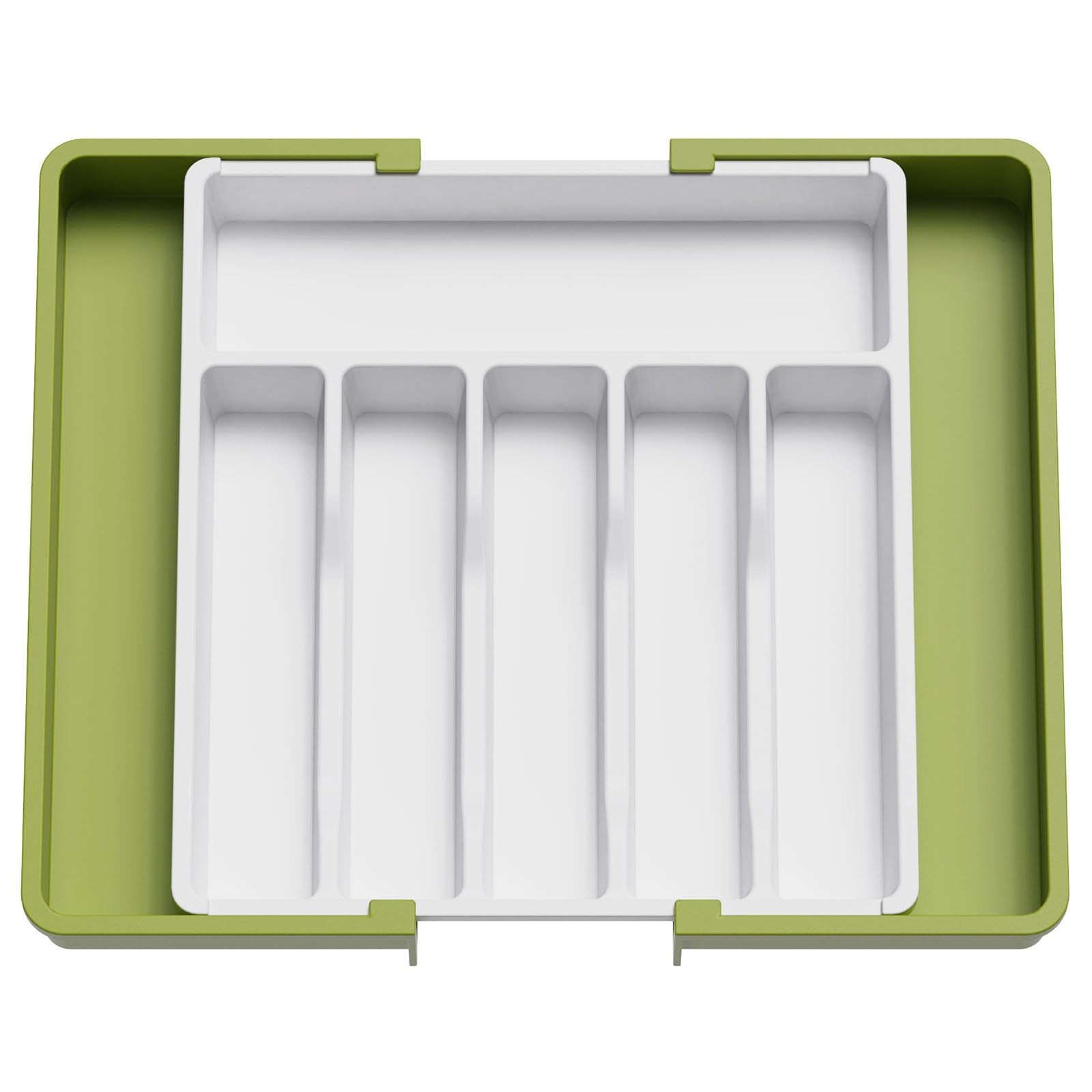 Lifewit silverware drawer organizer left panel expanded for extra storage.