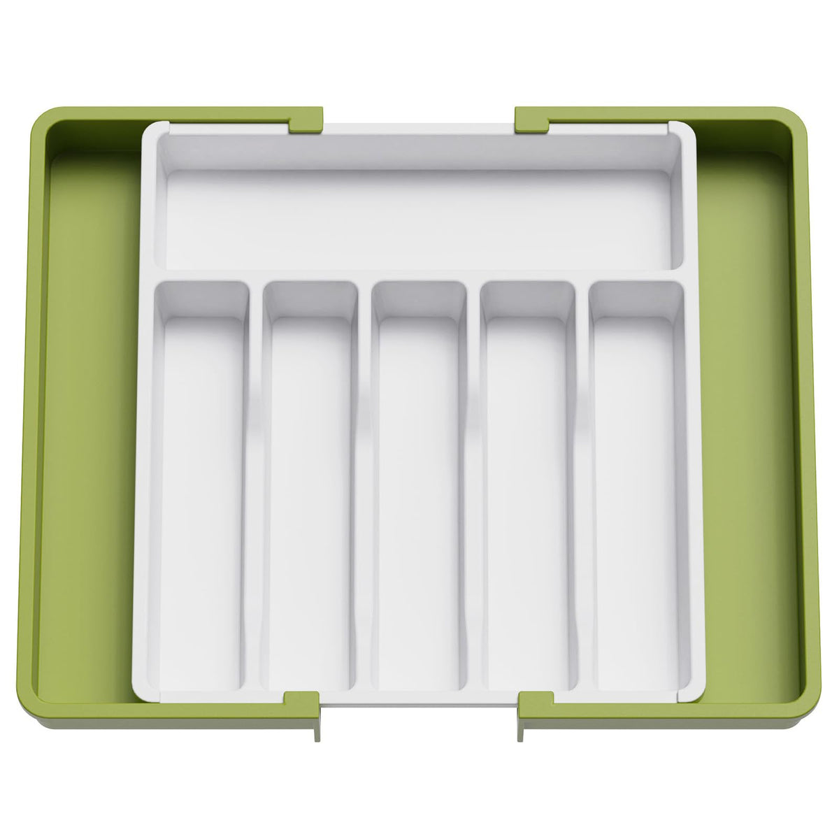 Lifewit silverware drawer organizer left panel expanded for extra storage.