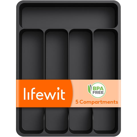 Lifewit silverware drawer organizer tray fits in drawers for quick access.