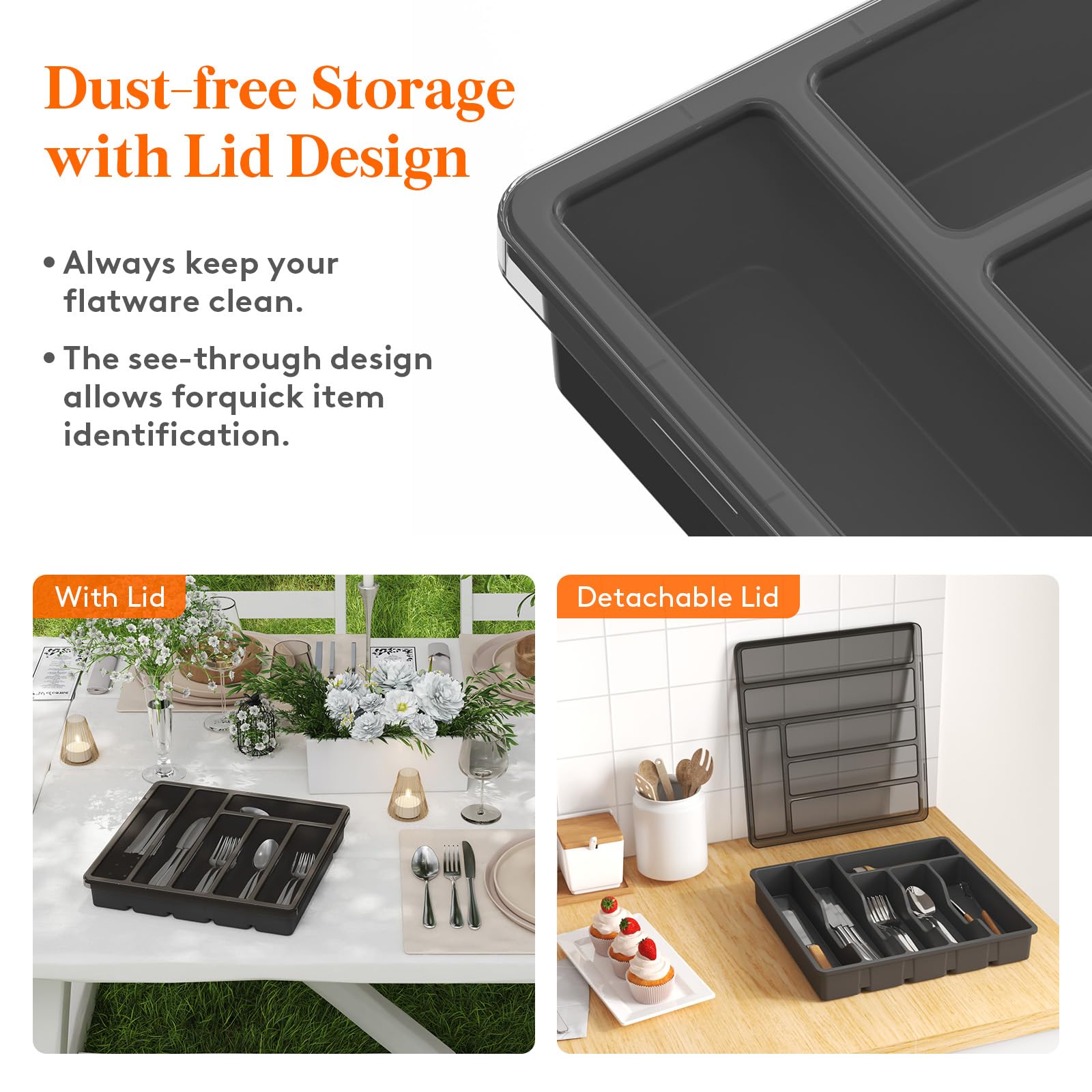 Lifewit six-compartment organizer showing knife and utensil slots for order.