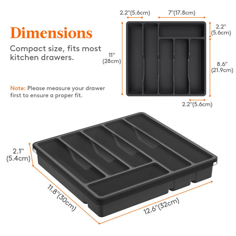 Lifewit drawer-fit organizer in a compact kitchen drawer with a groove design.