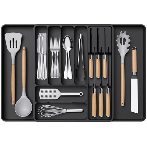 Lifewit silverware organizer expands to fit your drawer for organized utensils.