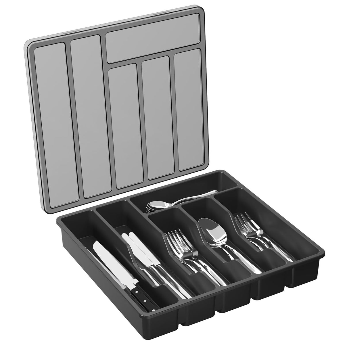 Lifewit silverware organizer with dustproof lid keeps cutlery clean and ready.
