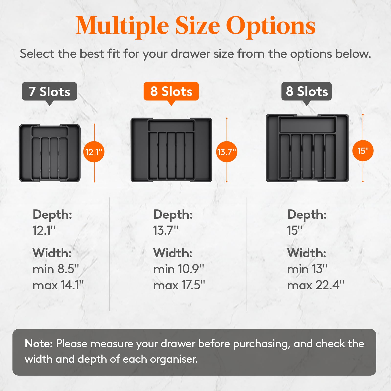 Lifewit organizer with 6-8 compartments keeps spoons, forks, knives sorted