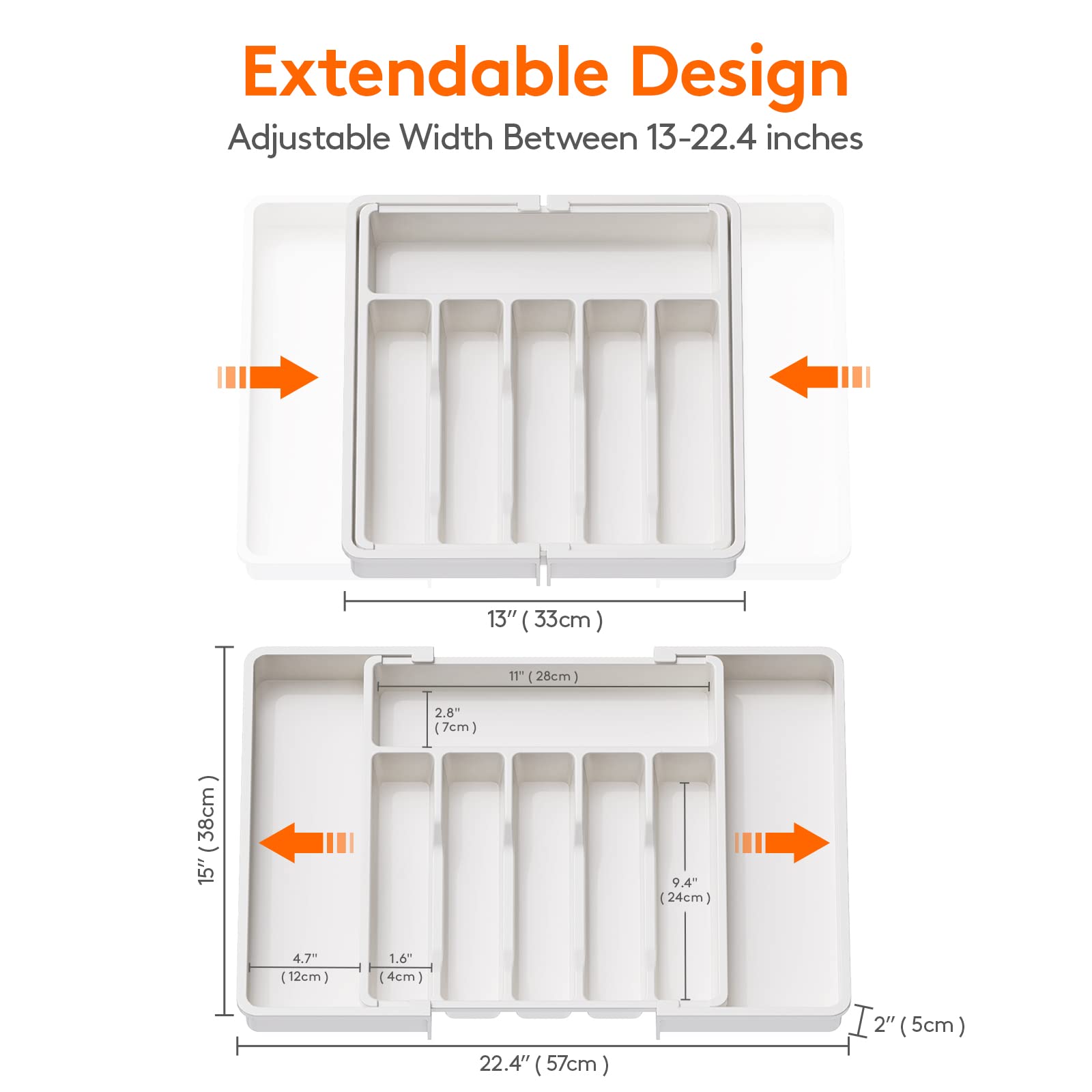 Lifewit six-to-eight compartment tray sorts spoons, forks, and knives neatly.