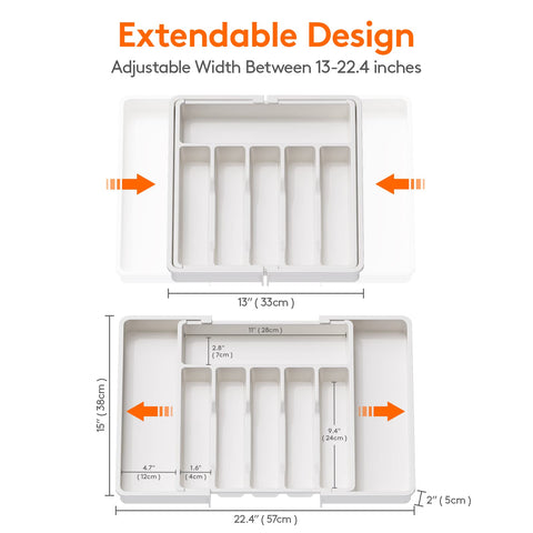 Lifewit six-to-eight compartment tray sorts spoons, forks, and knives neatly.