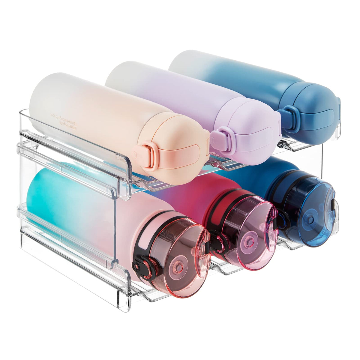 Lifewit stackable bottle organizer front view saves space and keeps bottles accessible.