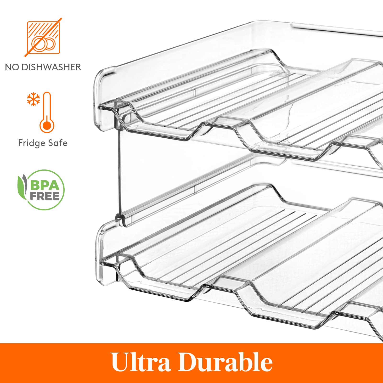 Lifewit stackable bottle organizer in cabinet offers easy pull-out access.