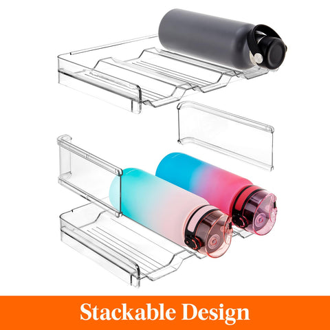 Lifewit stackable bottle organizer in fridge chills beverages while saving cabinet space.