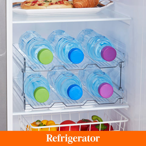 Lifewit stackable bottle organizer two shelves, six bottles organized neatly.