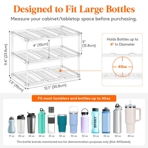 Lifewit bottle storage organizer side view demonstrates compact footprint for small kitchens and RVs.
